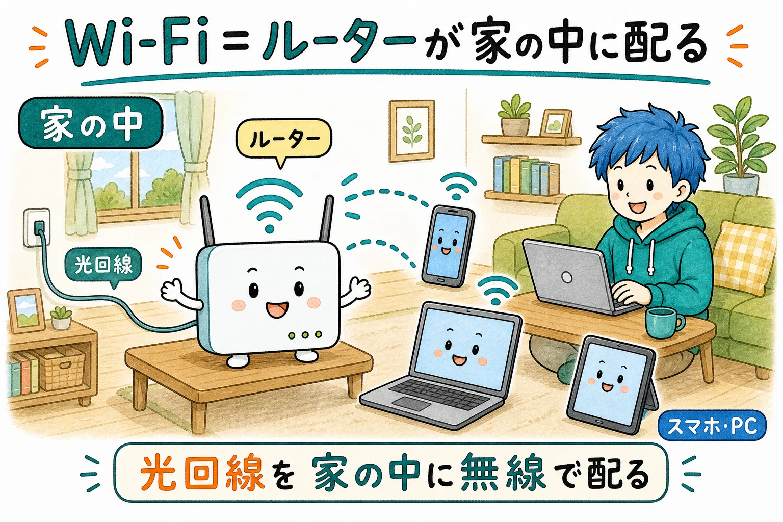Wi-Fi＝自宅ルーターが建物内に無線で配る