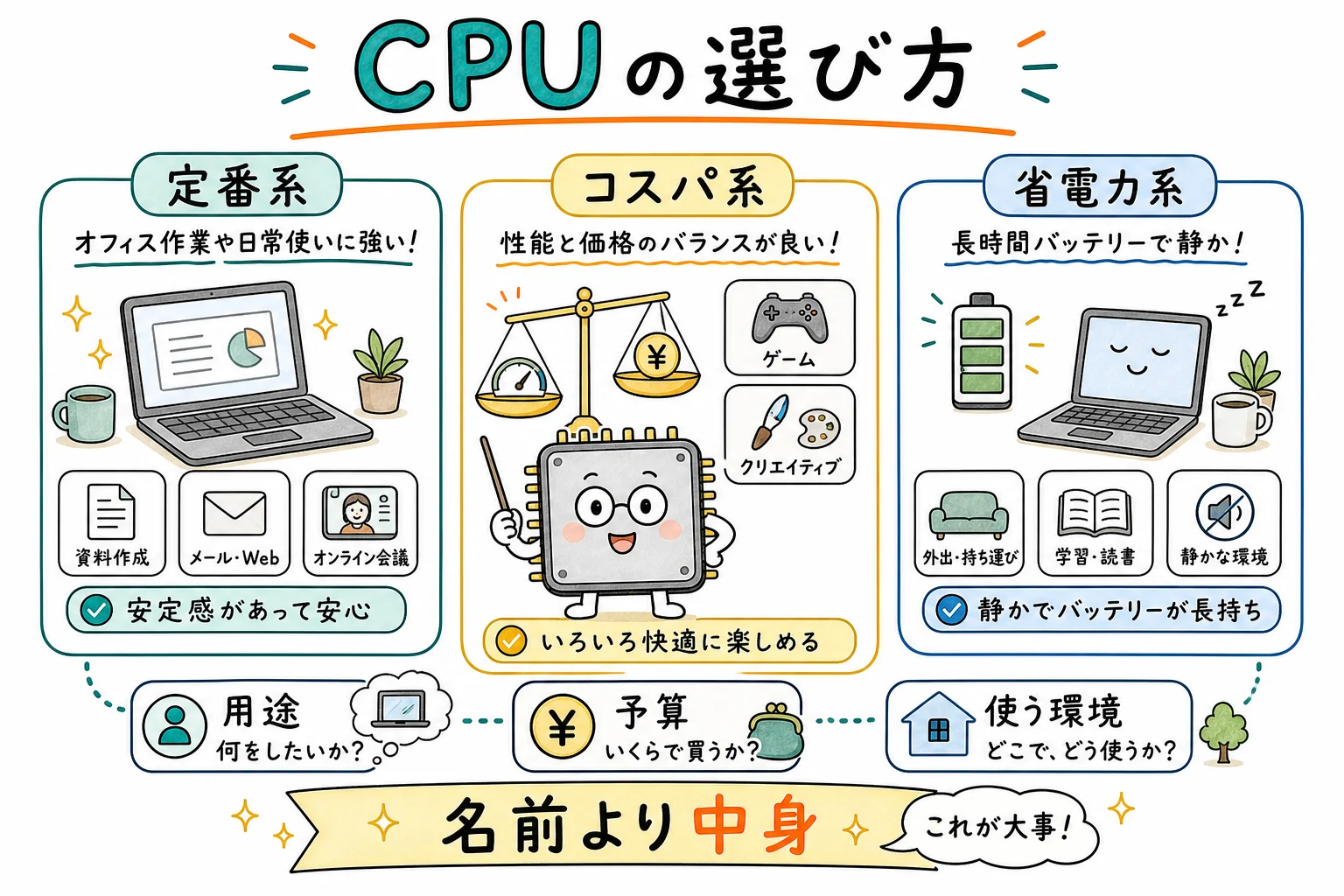 用途別 CPU の選び方3タイプ
