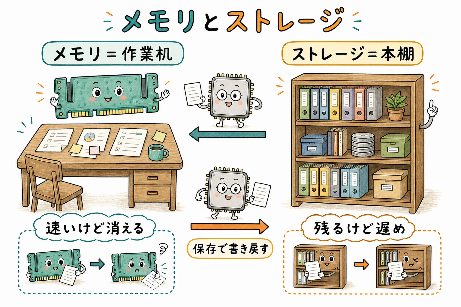 メモリとストレージの違い