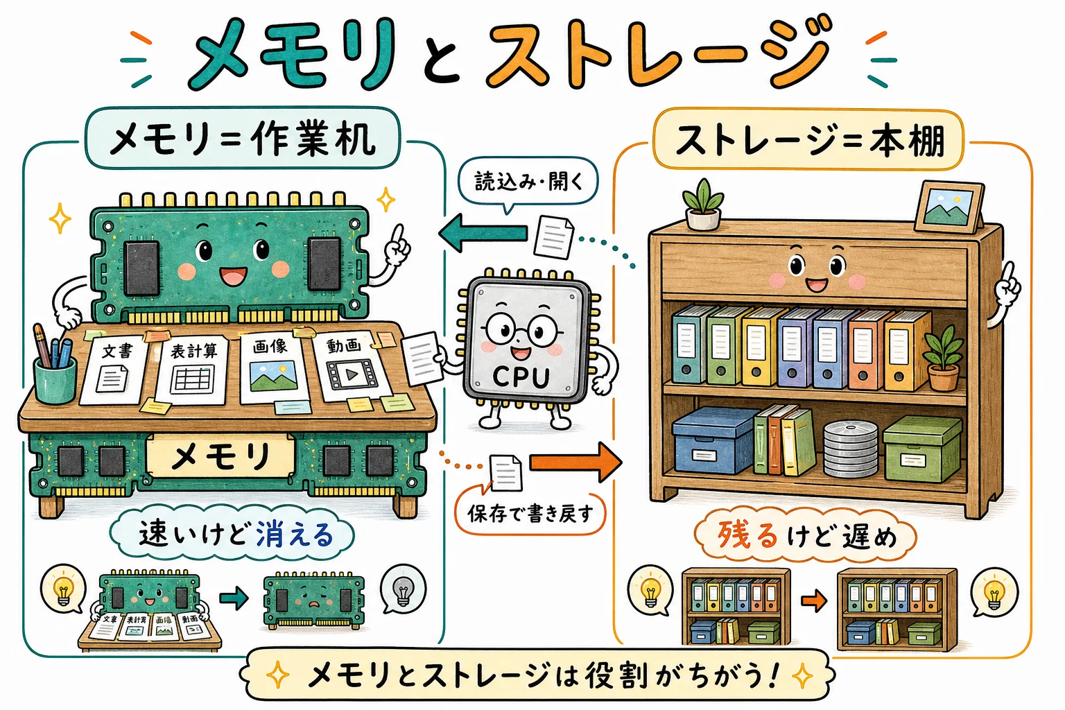 メモリとストレージの違い