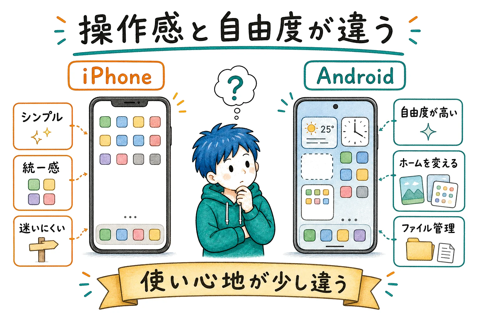 iPhoneとAndroidの操作感の違い
