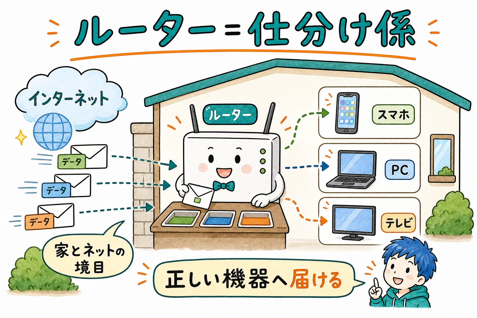 ルーター＝家とネットの境目に立つ仕分け係